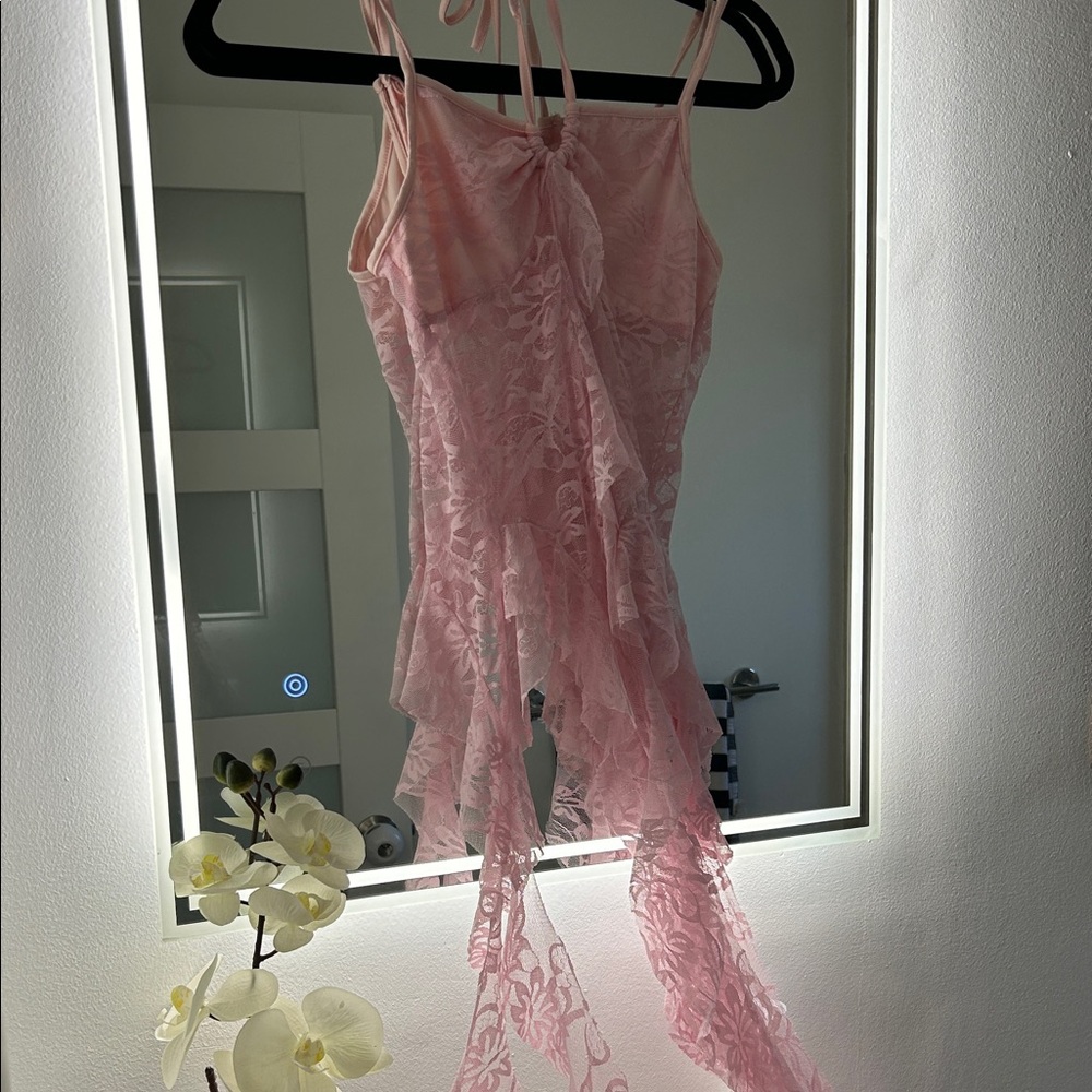 Delicate Pink Lace Chemise Slip - Women Intimates